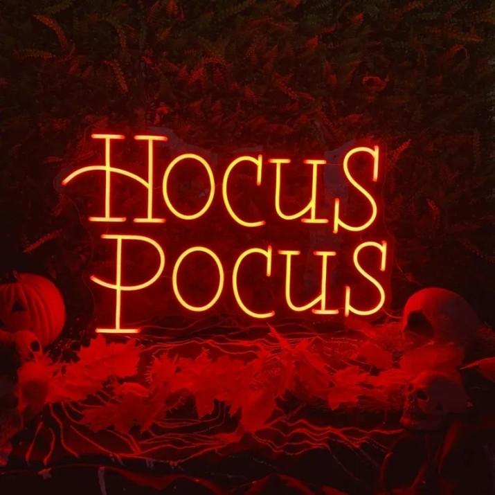 "Custom Hocus Pocus neon sign for Halloween decor"
