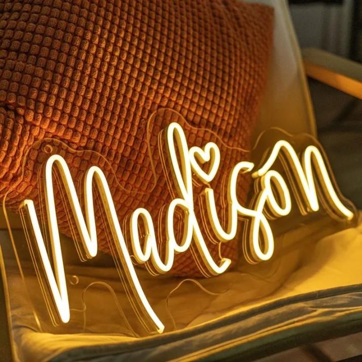 "Stylish and durable custom neon sign, perfect for adding a personalized touch to any space."