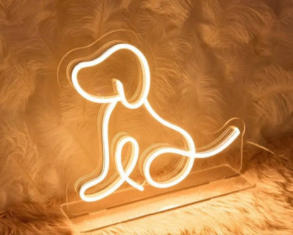 Customized puppy neon sign for kids’ bedroom, featuring an adorable LED design.