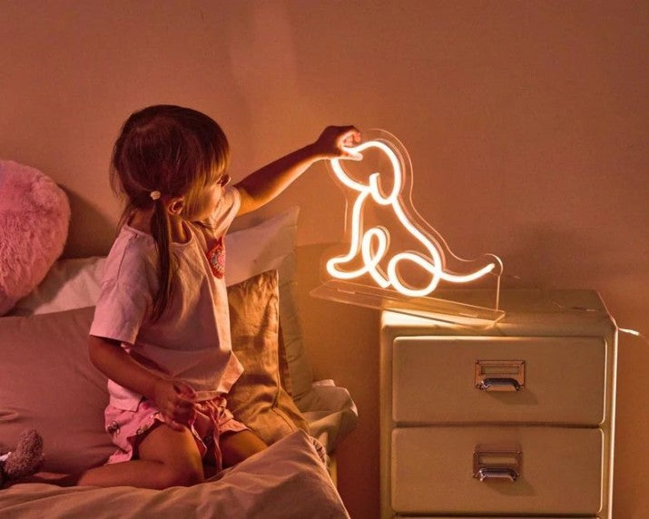 USB-powered puppy neon light with upgraded acrylic stand, perfect for personalized gifts.