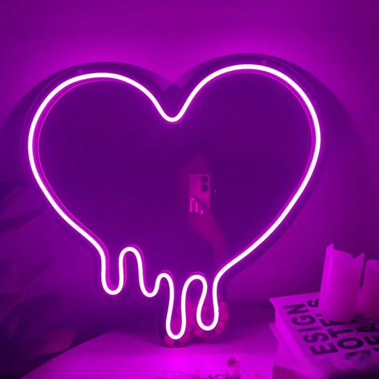 Dripping Heart Neon Sign – Custom LED Melting Heart Light for Bedroom & Wall Decor