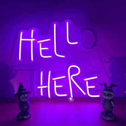 "Custom Hello There Halloween neon sign with flickering light effect"