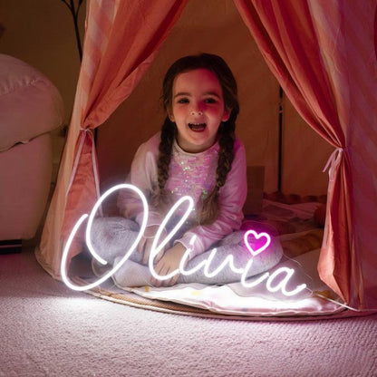 Personalized LED neon sign for children’s bedrooms, ideal for Christmas gifts.