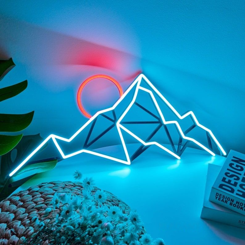 LED Mountain Light – Aesthetic Neon Wall Sign for Cabins & Adventure Lovers