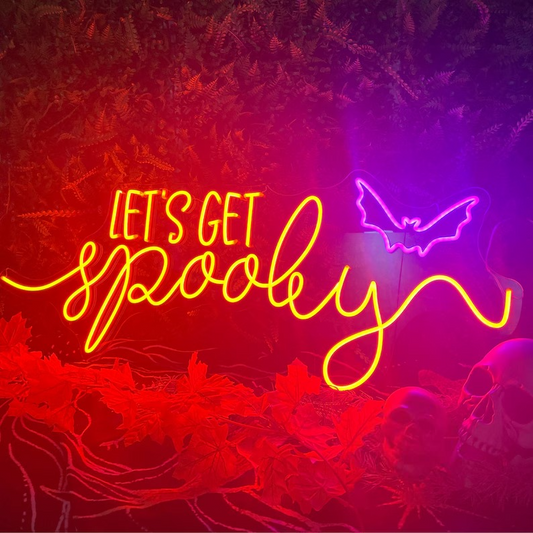 "Custom LED Neon Sign for Halloween - Let's Get Spooky Decor for Parties and Events, Perfect for Spooky Vibes and Home Decoration"