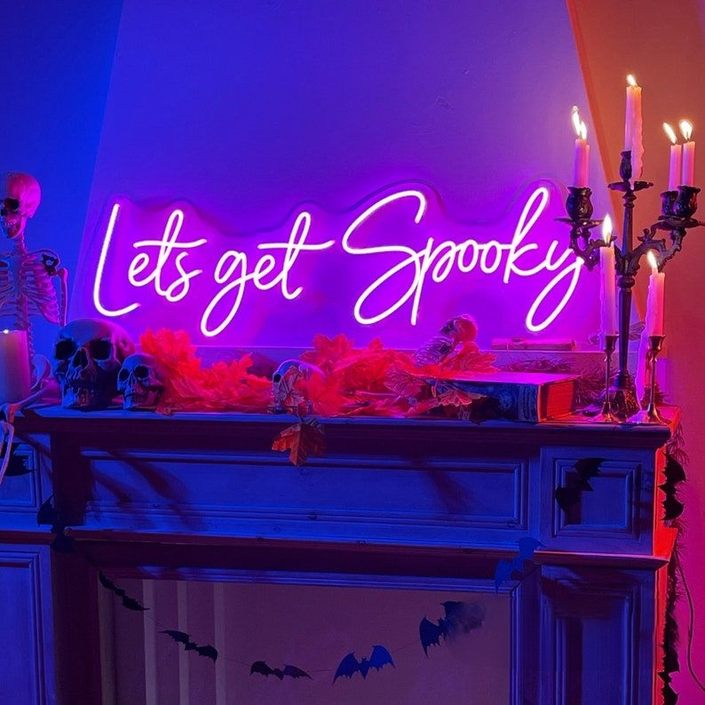 Let’s Get Spooky Neon Sign – Custom LED Halloween Decor for Home & Bar
