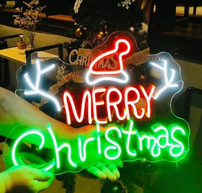 Custom LED Neon Signs – Merry Christmas Personalized Holiday Decor | Custom Neon Signs for Christmas | Holiday LED Neon Light