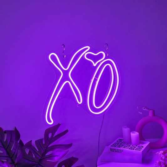 XO Neon Sign with Heart – Custom Wedding & Party LED Light for Romantic Decor